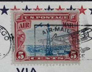 US BOB ERROR EFO Air Mail Cover Sc# C11 RARE 2-Way Vingette Shift  Down Right 