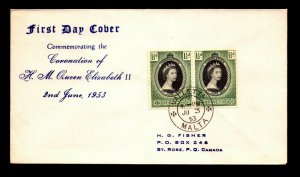 Malta 1953 QEII Coronation FDC - L13161