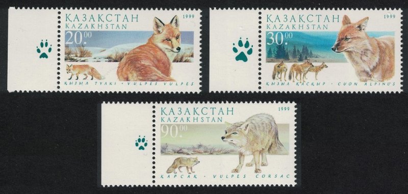Kazakhstan Endangered Species Foxes 3v Margins 1999 MNH SG#266-268