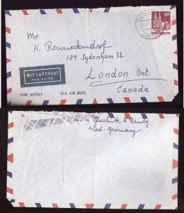 Germany cover-#14149-airmail to London,Ont Canada-Hambburg-23-11-1951-