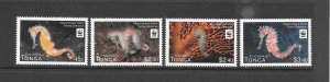 TONGA  #1173-6 SEA HORSES (SINGLES) WWF  MNH