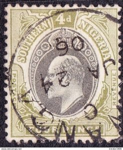 SOUTHERN NIGERIA 1906 KEDVII 4d Grey-Black & Olive-Green SG26a FU