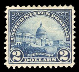 United States, 1910-30 #572 Cat$55, 1923 $2 deep blue, hinged