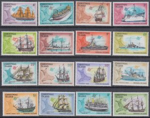 CHRISTMAS ISLANDS Sc # 39-54 CPL MNH SET of 16 DIFF SAILBOATS & MAP of ISLANDS