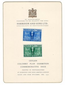 Ceylon 1952 Colombo Plan set Harrison pres card - scarce