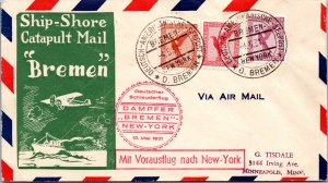1931 Frankfurt Germany SS Bremen Catapult Flight Cover  to Minneapolis MN USA
