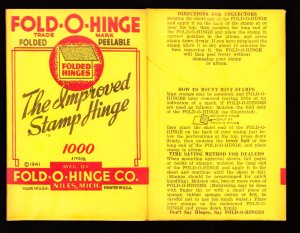 Vintage ©1941 FOLD-O-HINGE STAMP HINGES  FOLDED 1000