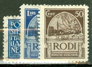 GQ: Italy Rhodes 16-18,20 mint; 15,19,21 used CV $51.20; scan shows only a few