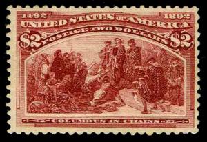 US.#242  $2.  COLUMBIAN  ISSUE OF 1893 - OGNH - VF - $3800.00  (ESP#0203)