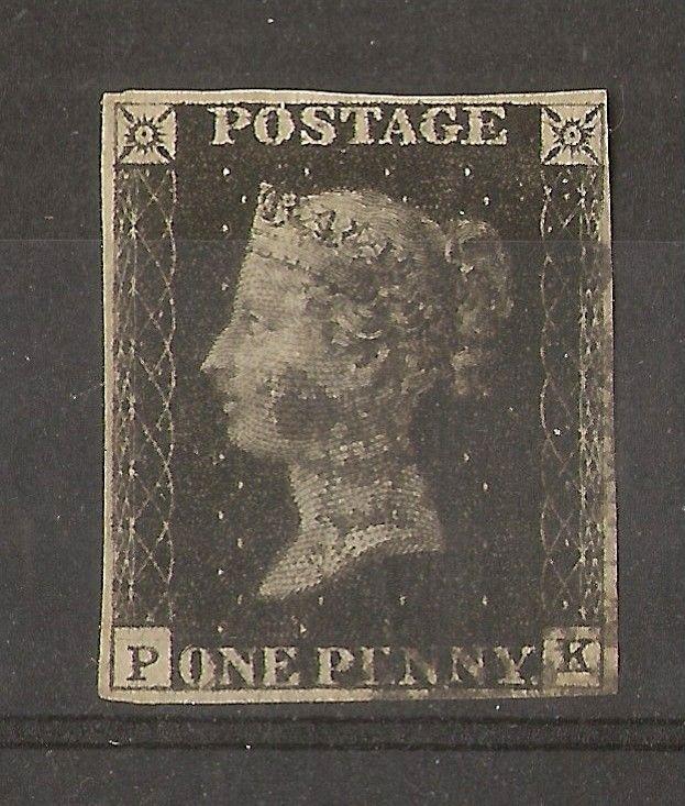 GB 1840 1d Black Plate 1b Re-Entry - 4 Margins