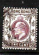 Hong Kong-Sc#71- id8-used 1c brown & lilac-KEVII-1903-