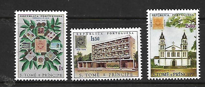 ST. THOMAS & PRINCE ISLANDS, 404-406, MNH, COFFEE PLANT AND STAMPS