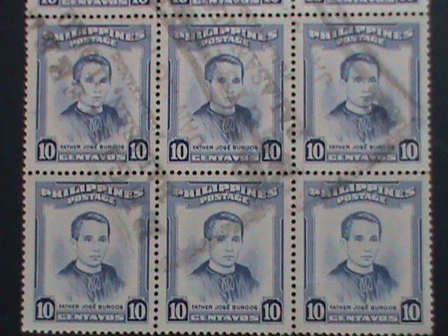 ​PHILIPPINES STAMP-FATHER JOSE BURGOS WITH COMPLETE CANCEL USED BLOCK OF 9-VF