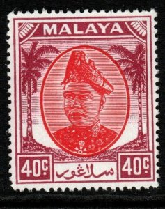 MALAYA SELANGOR SG106 1949 40c SCARLET & PURPLE MNH