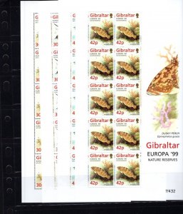 Gibraltar 794-97 Nature Reserves Animals 1999 MNH Full Sheet A1c