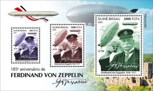 GUINEA BISSAU - 2023 - Ferdinand von Zeppelin - Perf 3v Sheet -Mint Never Hinged