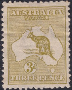 Sc# 5 Australia 1913 Kangaroo and Map 3 pence issue MMHH CV $140.00
