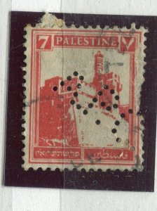 PALESTINE; 1920s early pictorial issue used 7m. value + PERFIN