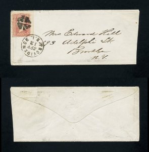 # 65 on cover from Providence, Rhode Island to North Weare, NH - 9-12-1866