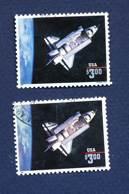 USA - 2544a & 2544b - FVF used - $3.00 space shuttle priority mail - 1995 & 1996