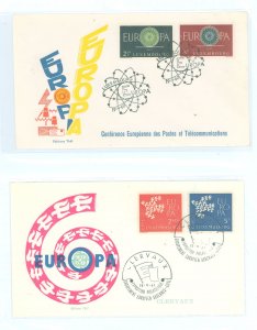 Luxembourg 374-5/382-3 1960-1961 Europa sets of two on two cacheted unaddressed first day covers