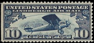 U.S. Scott # C10  1927 10c ind  Lindberghs Monoplane  mint-nh- f