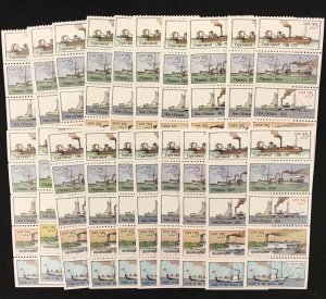 2405-2409    Steamboats pane of 5    20 MNH panes of 25¢ stamps   Issued in 1989