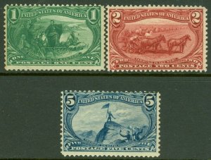 EDW1949SELL : USA 1898 Scott #285-6, 288 Mint NH. Fresh stamps. Catalog $455.00. 