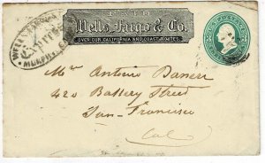 1870's Wells Fargo Express Murphy's Camp, Cal. oval cancel in black on 3c entire