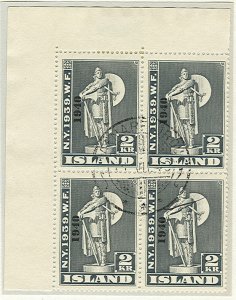 ICELAND #232-5 (256-9), Complete set Worlds Fair w/1940 Ovpt, Corner Margin USED