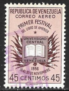 VENEZUELA 1956-57 45c Book Festival Airmail Sc C634 VFU