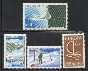 Andorra,  French # 169-72, Mint Never Hinge. Year 1966 Complete .