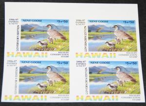 1991 Hawaii Wildlife stamp Governor's Edition prf impf block