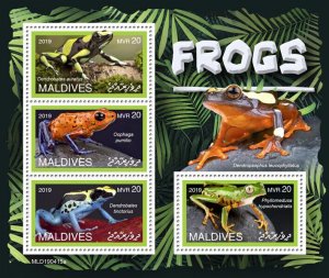 Maldives 2019 MNH Amphibians Stamps Frogs Green & Black Poison Dart Frog 4v M/S