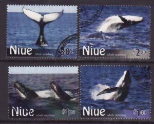 Niue-Sc#860-3- id5-used set-Marine Life-Whales-2010-