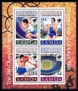 [92293] Samoa 1988 Olympic Games Seoul Weightlifting Boxing Sheet MNH