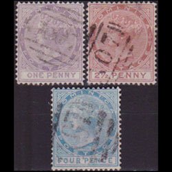 DOMINICA 1877 - Scott# 5-7 Queen Victoria 1-4p Used