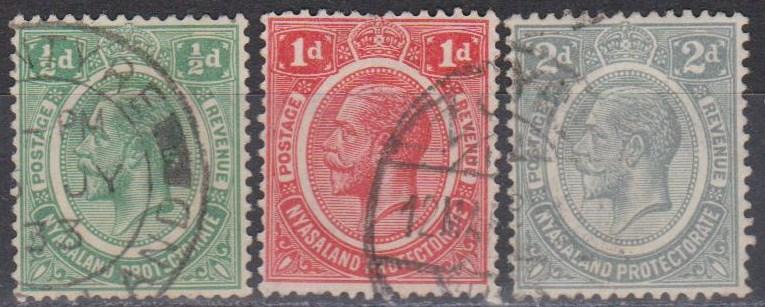 Nyasaland #25-6, 28 F-VF Used  (B2234)