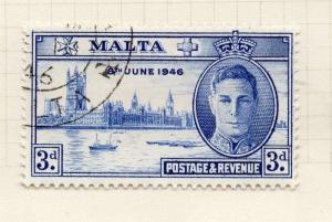 Malta 1948 Early Issue Fine Used 3d. Optd Self Gov 276545