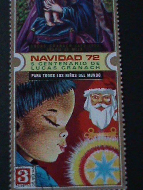 ​EQUATORIAL GUINEA -CHRISTMAS PAINTING-NAVADA'72-CTO LARGH STAMP VF FANCY C