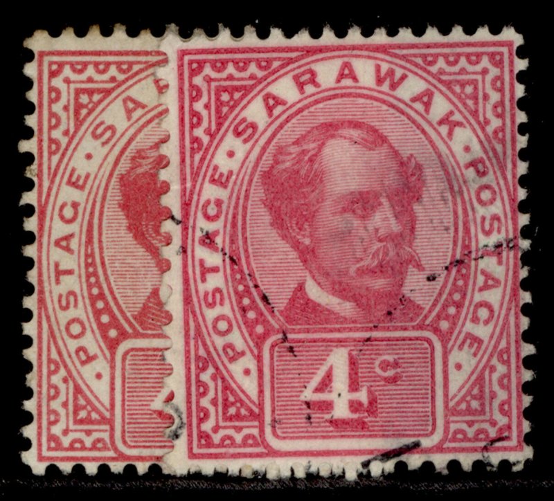 SARAWAK QV SG39 + 39a, 4c SHADE VARIETIES, FINE USED. 