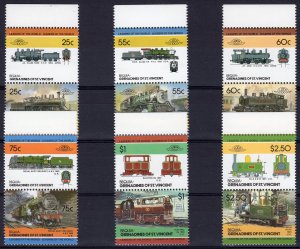 Bequia S.V.G.1985 LOCOMOTIVES 4th.series (12) 6 pairs MNH