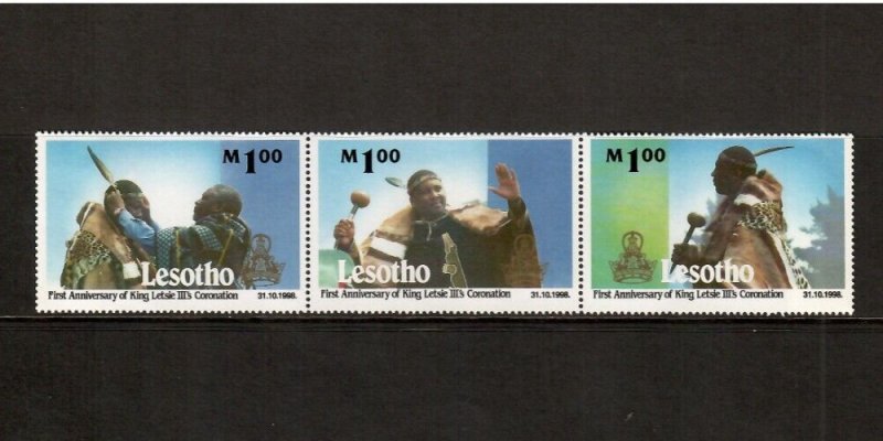 Lesotho 1999 - King Letsie lll - Strip of 3 Stamps - Scott #1168 - MNH