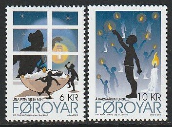 2010 Faroe Islands - Sc 546-7 - MNH VF - 2 single - Christmas