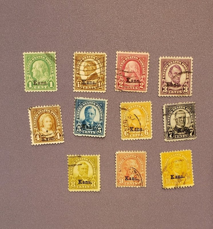 658-668, Overprinted Kansas, Used, CV $160.00