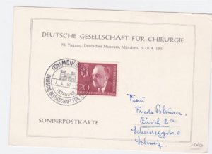 Germany Munich 1961  Society for Surgery stamps card R21084