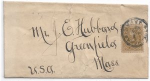 1900 Yokohama, Japan to Greenfield, Ma Wrapper, Mailed from USS Yosemite (56511)