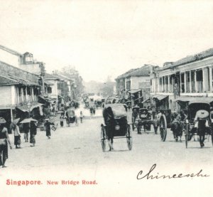 MALAYA Postcard SINGAPORE *New Bridge Road* PPC Animated Street View Unused MA87