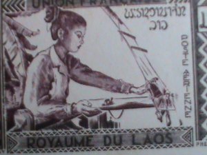 ​LAOS STAMP:1952- SC#C1-4-WOMAN WAVING & HUT  MINT STAMP SET-VERY OLD AIRMAIL