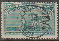 U.S. 232, 3¢ COLUMBIAN EXPOSITION USED. F. (467)